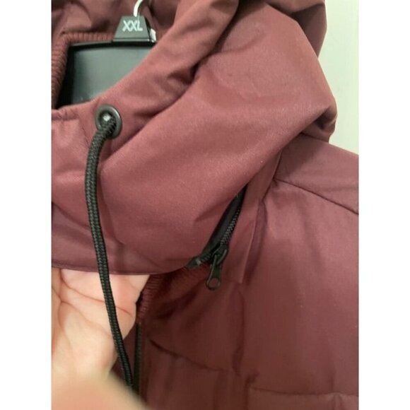 Jeans By Buffalo Men's XL Maroon Puffer Jacket With REMOVABLE Hood & Zipper Pock - Picture 7 of 14
